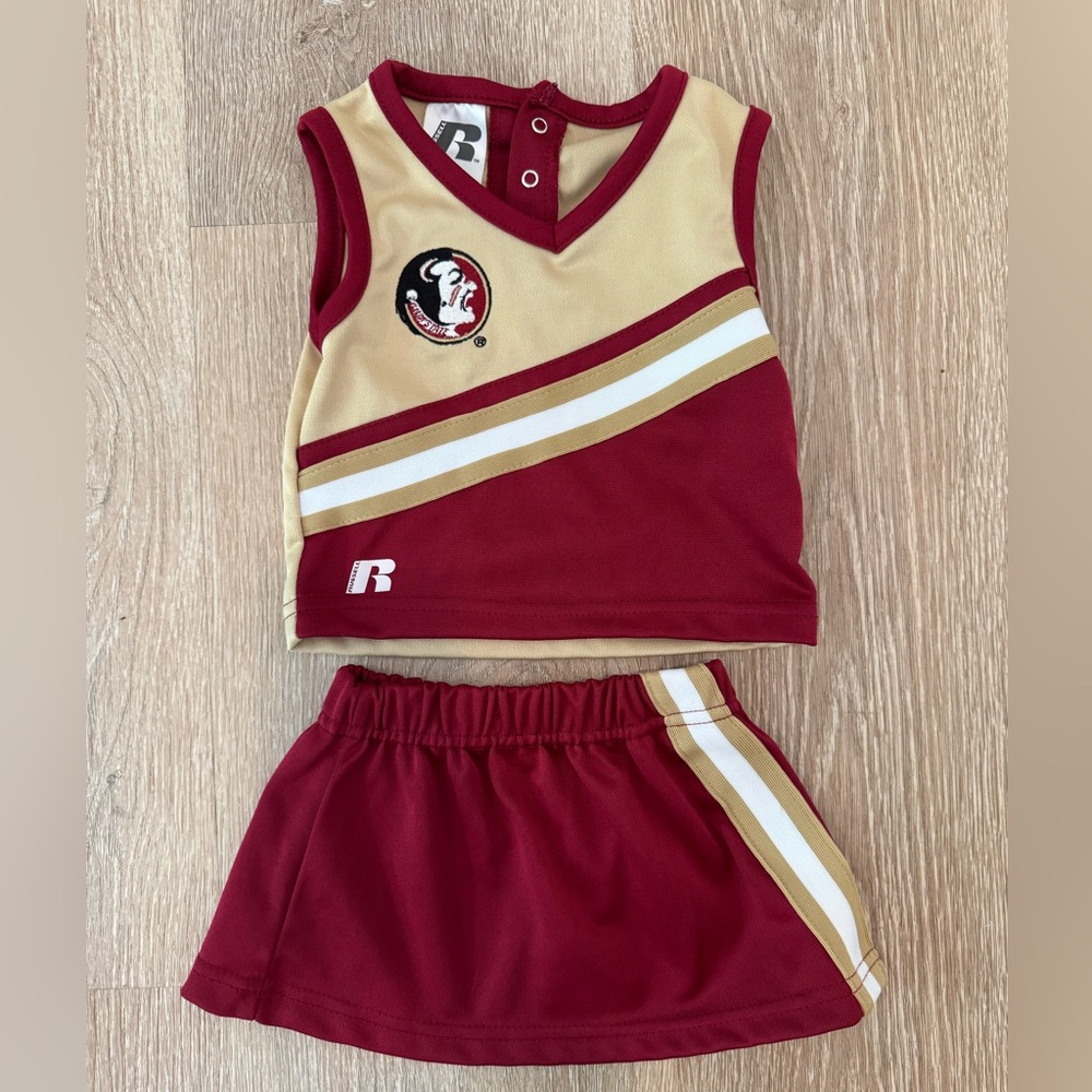 Girls FSU Florida State Cheerleader Top and Skirt Set 12M